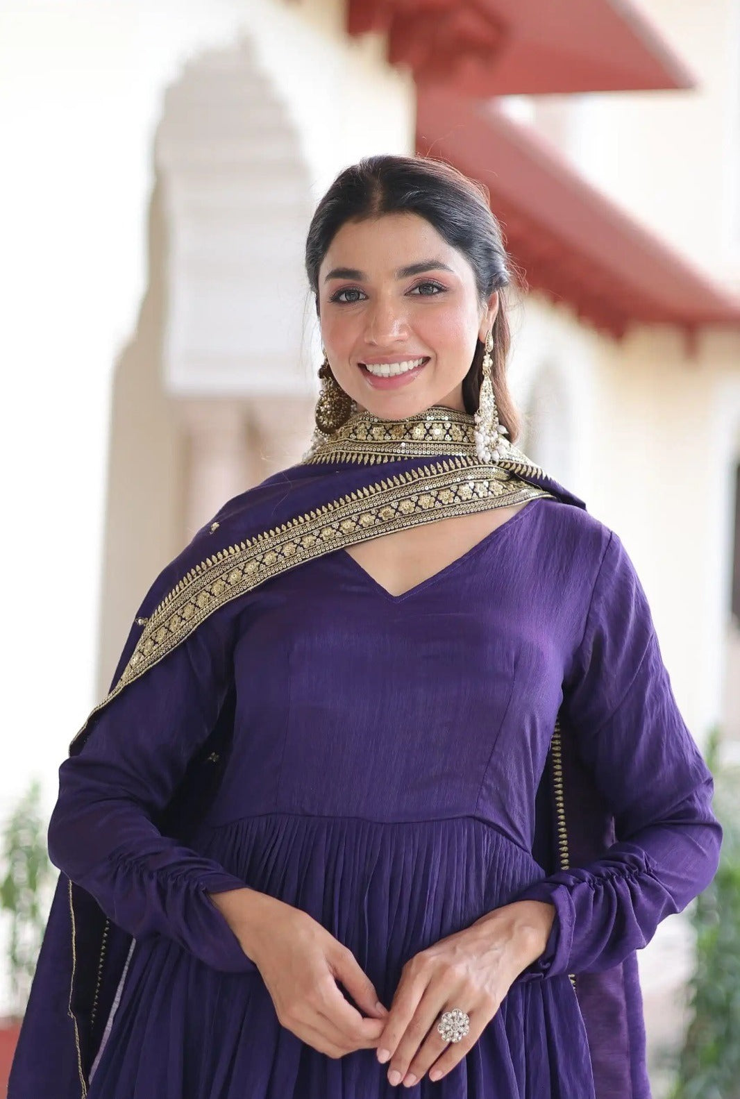 Elegant Purple Ethnic Anarkali Set for Women