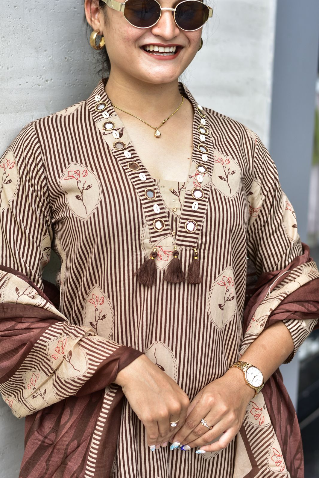 Women's Printed Kurta Dupatta Set with Straight Palazzo