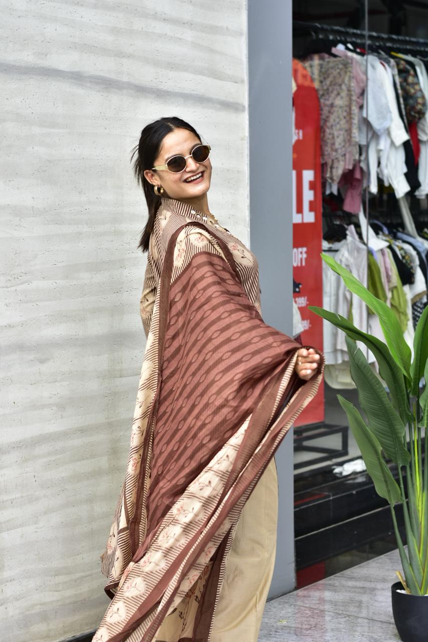 Women's Printed Kurta Dupatta Set with Straight Palazzo