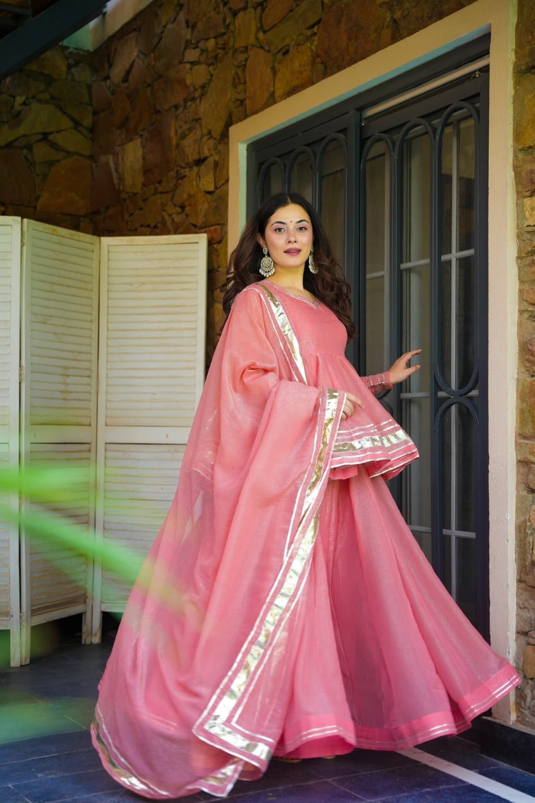 Blush Pink Peplum Kurta & Flared Sharara Set with Dupatta