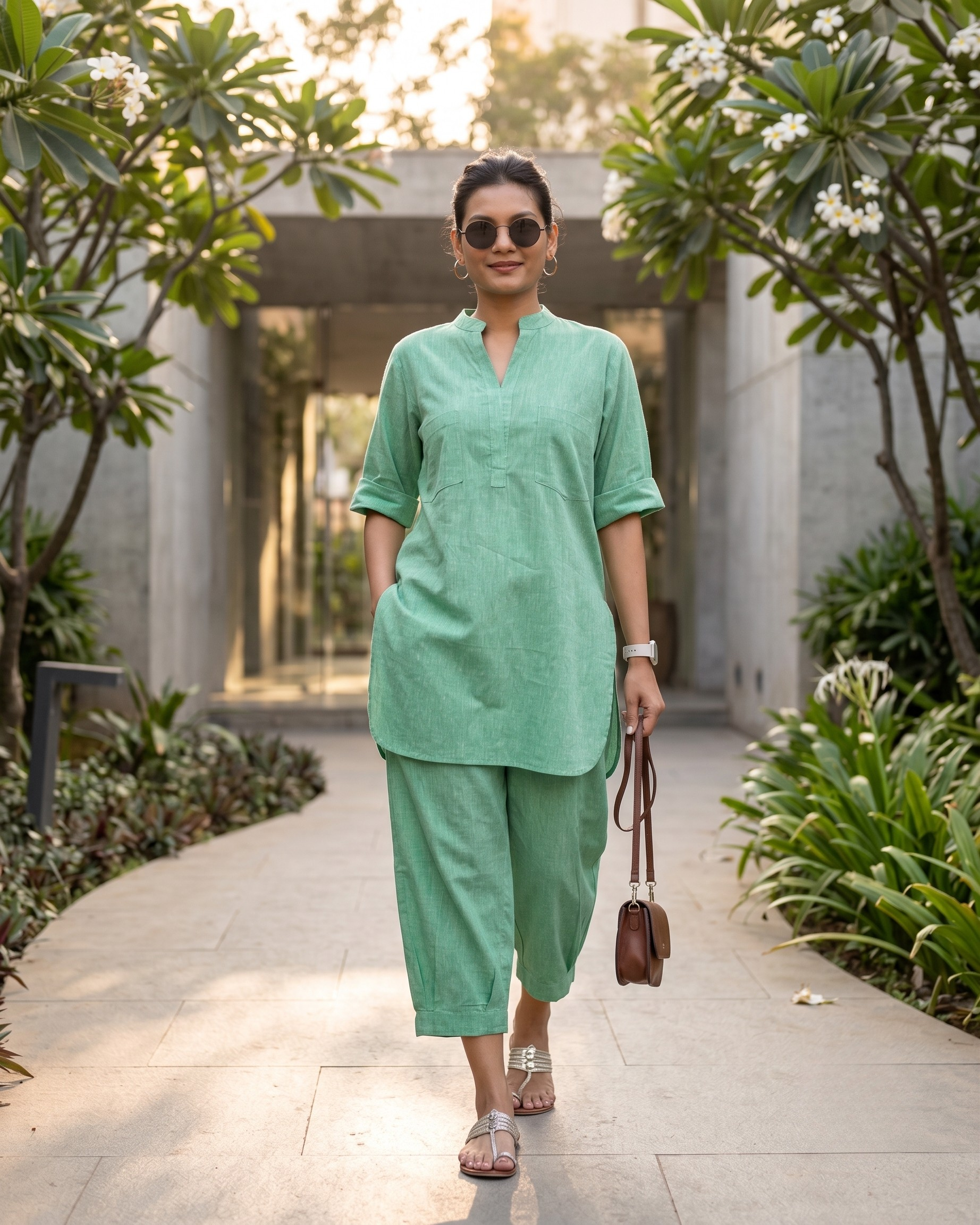 Mint Green Casual Cotton Co-ord Set for Women