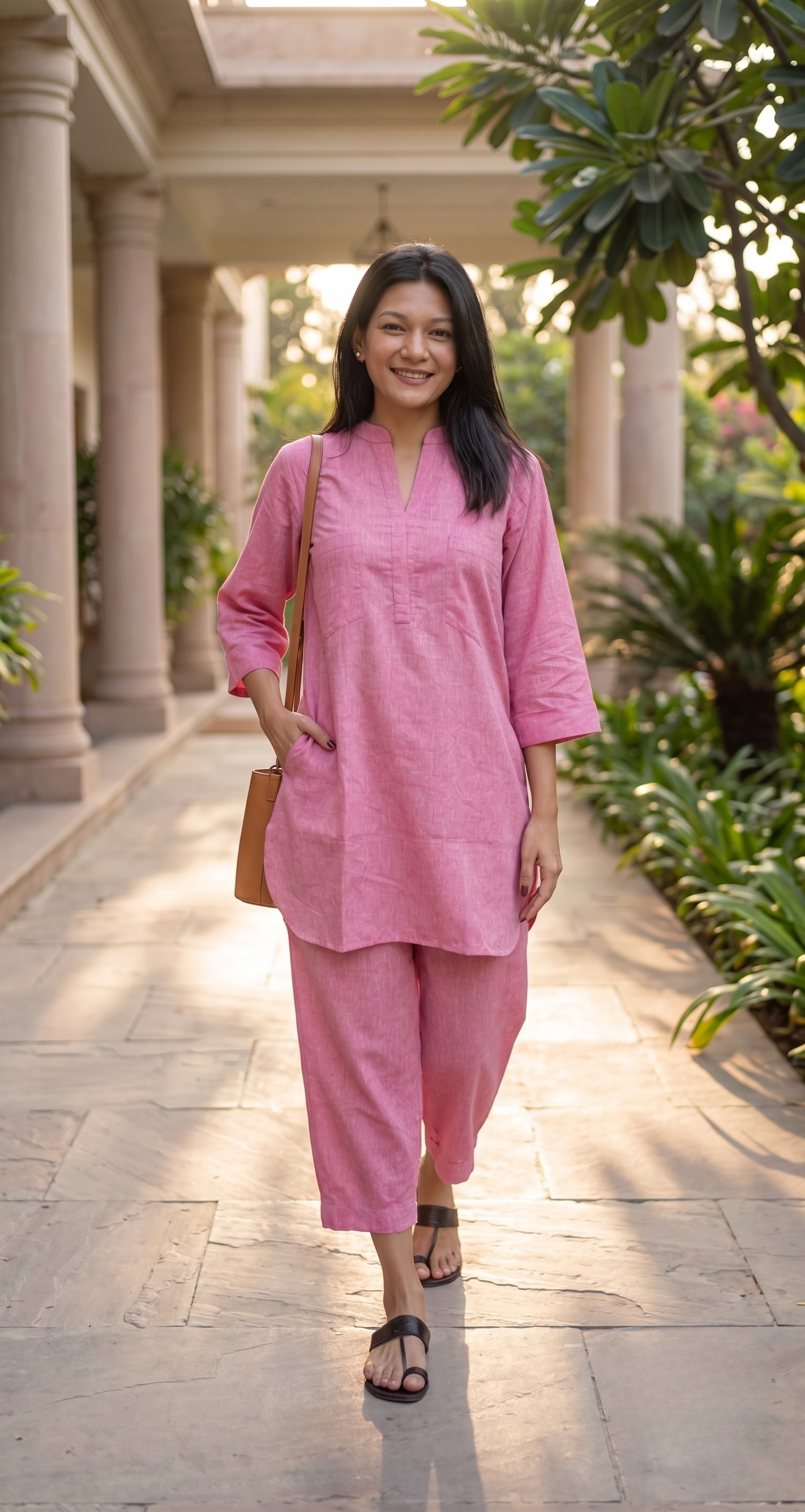 Pink Casual Cotton Co-ord Set for Women