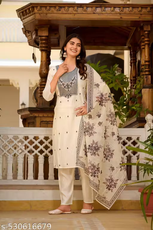 Women’s Embroidered Kurta Set with Dupatta