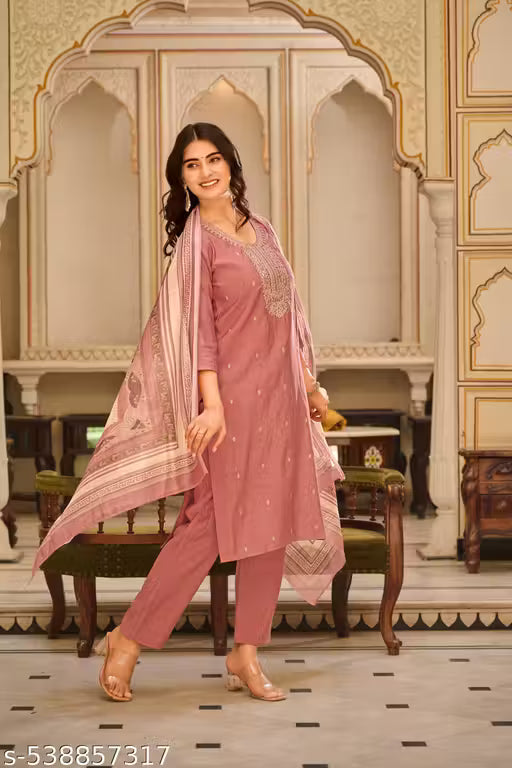 Women’s Embroidered Kurta Set with Dupatta