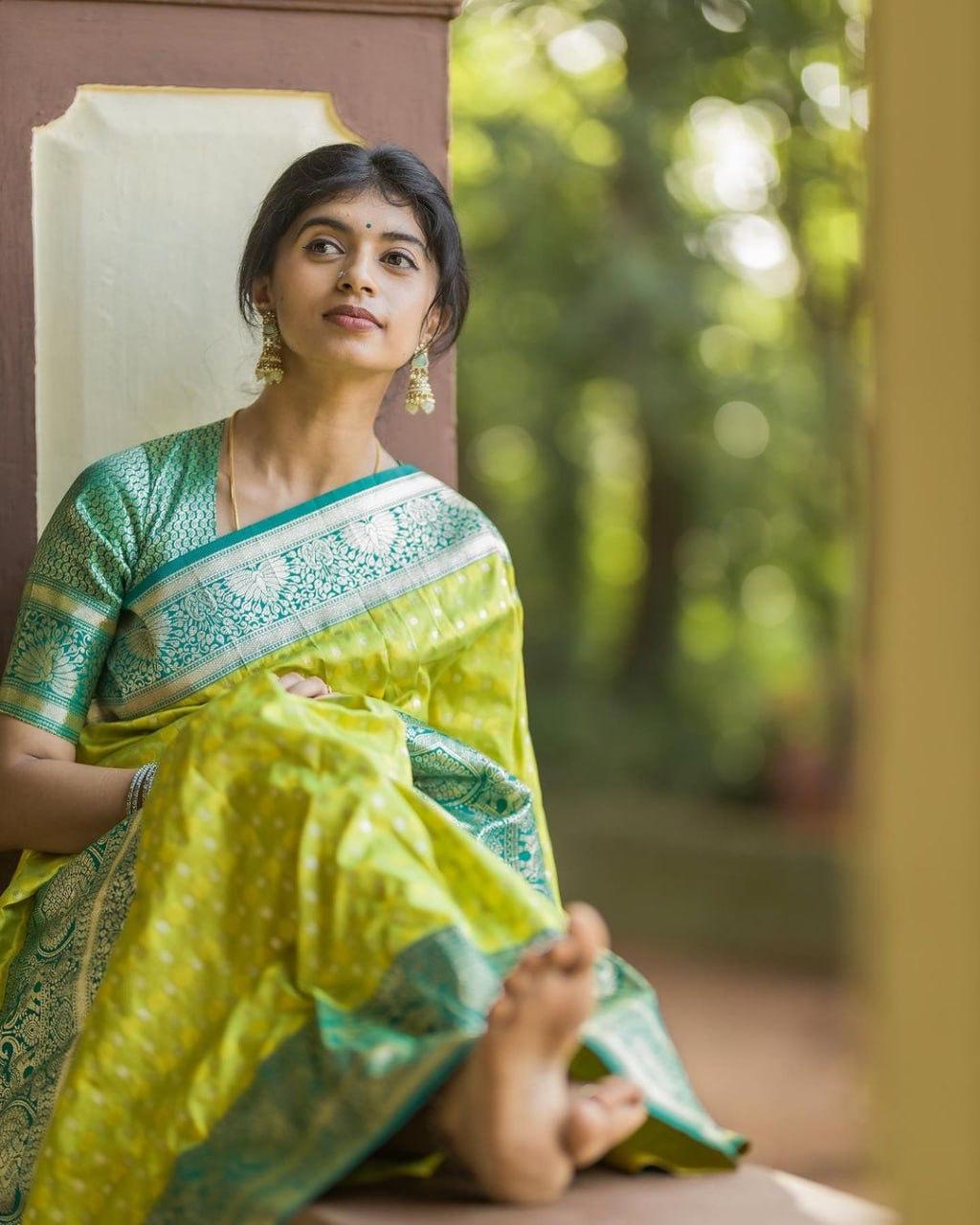 Women Woven Saree with Contrast Border