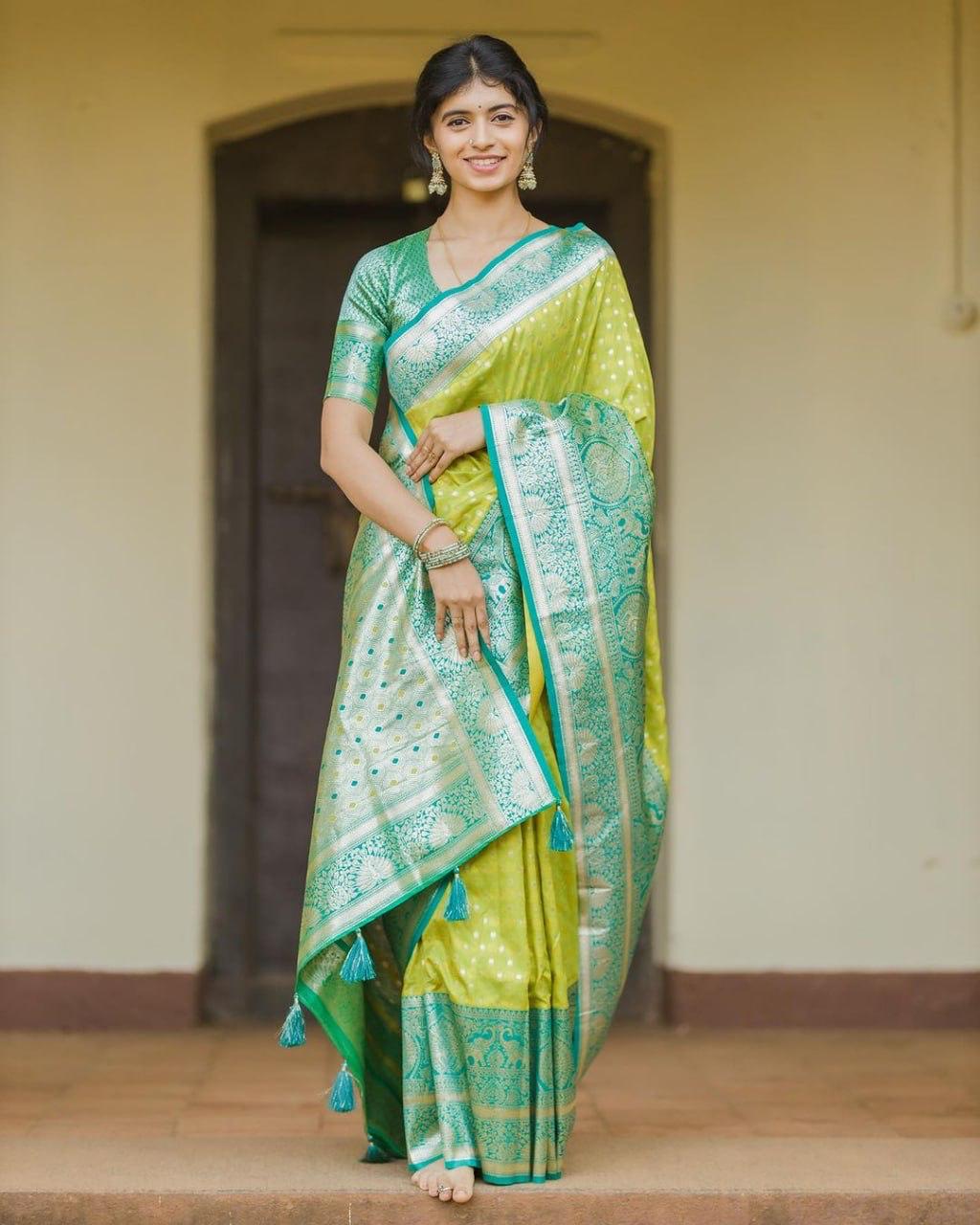 Women Woven Saree with Contrast Border