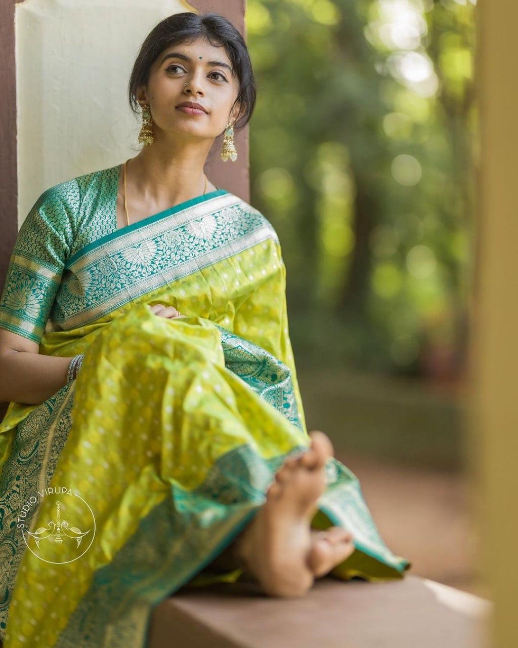 Women Woven Saree with Contrast Border