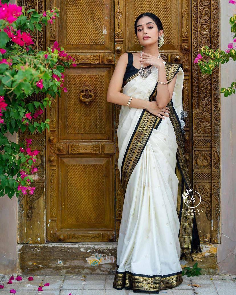 Women Woven Saree with Contrast Border