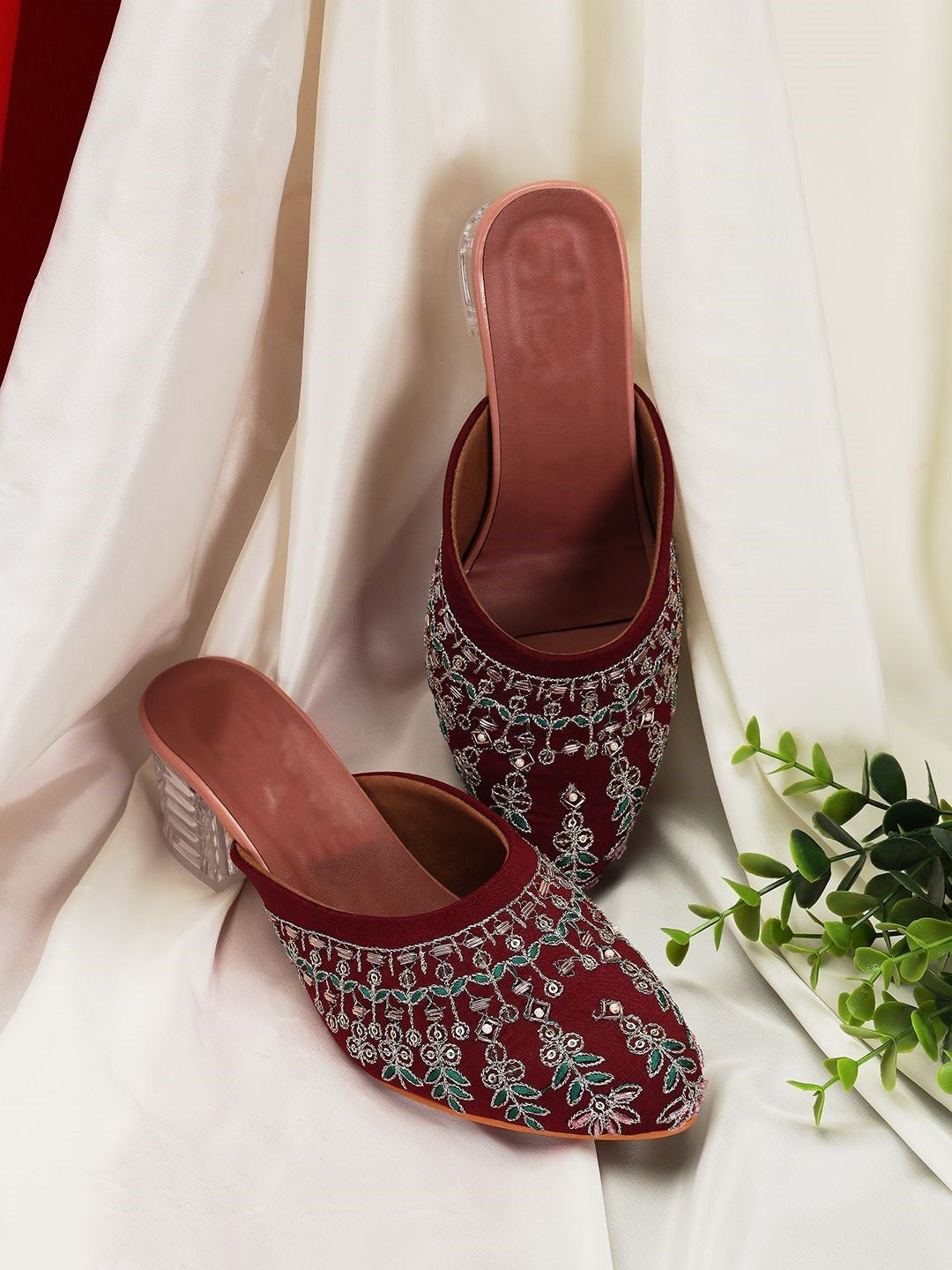 Women's White Embellished Rexine Block Heel Wedge Heels with PVC Sole - Stylish and Comfortable (Copy)