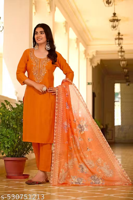 Women’s Embroidered Kurta Set with Dupatta