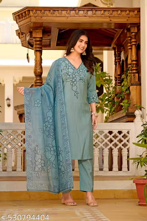 Women’s Embroidered Kurta Set with Dupatta