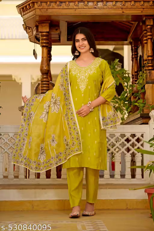 Women’s Embroidered Kurta Set with Dupatta