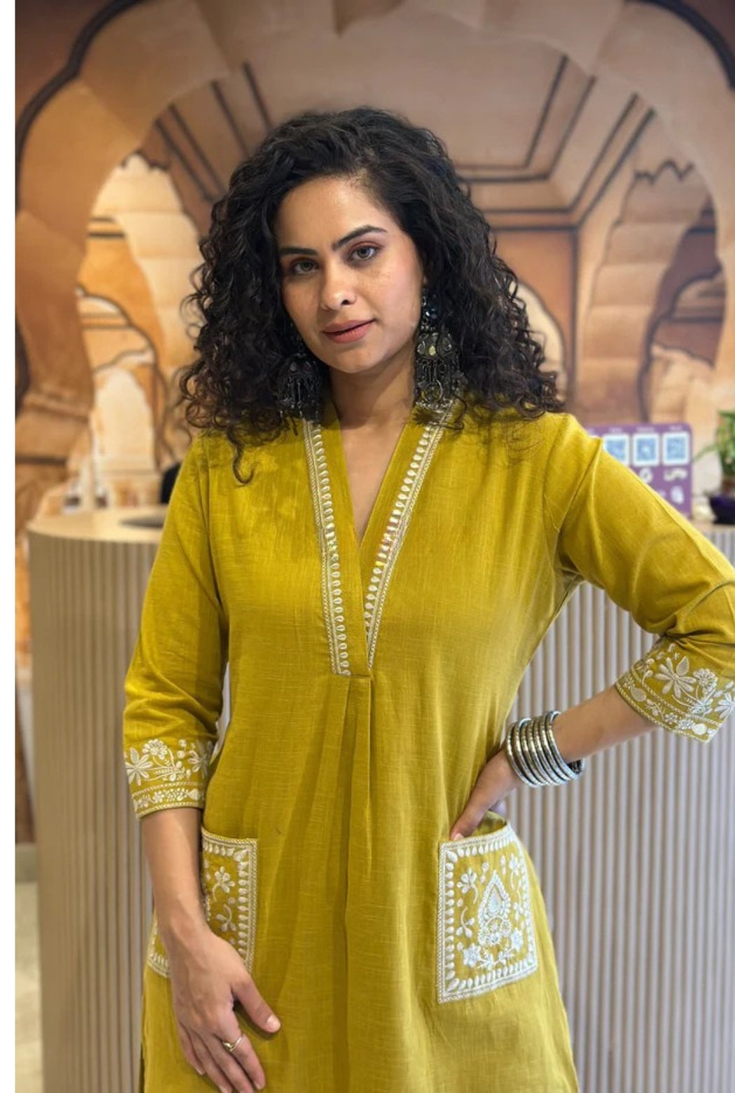 Cotton Embroidered Kurta Set with Straight Pants
