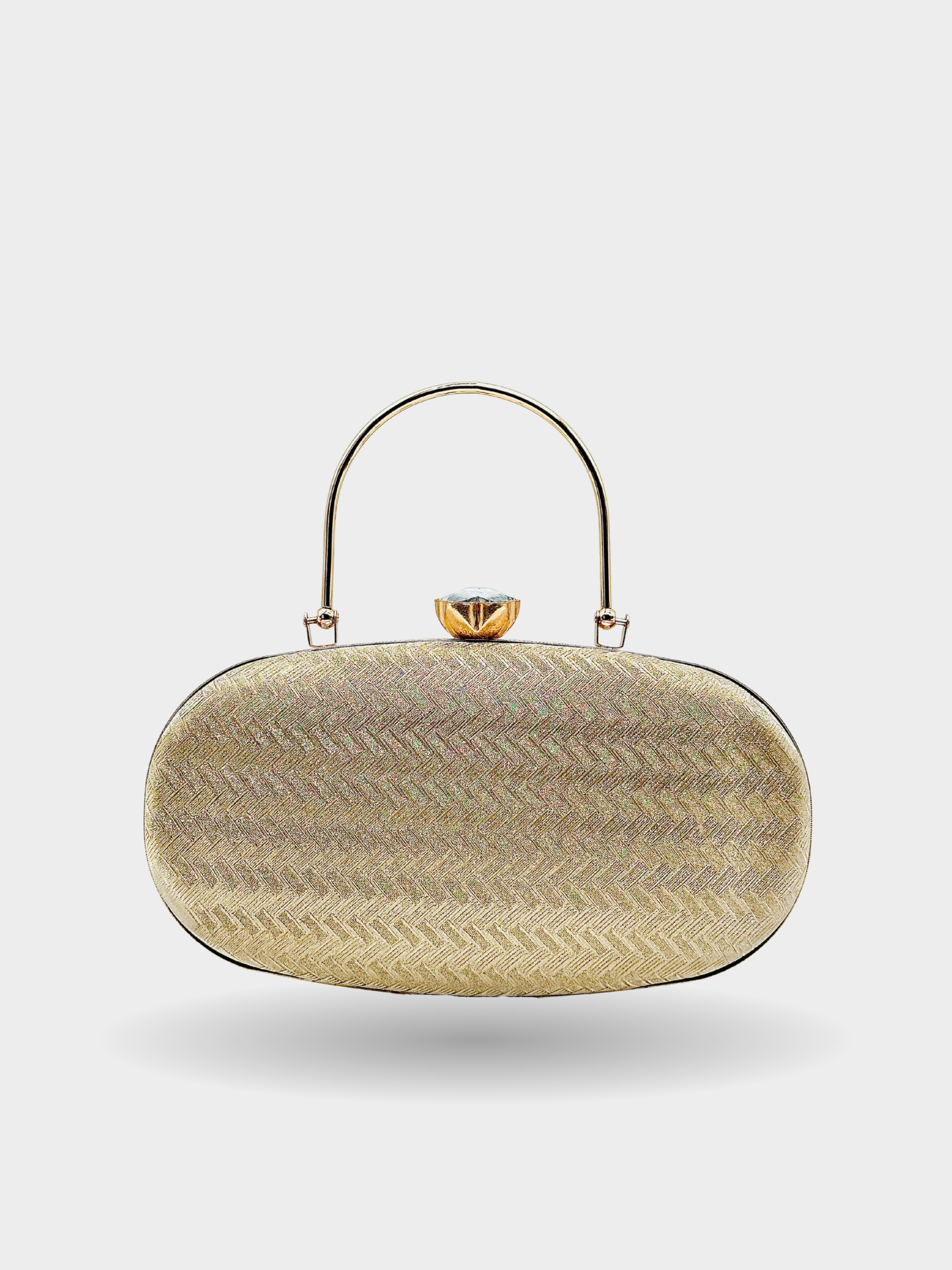 Golden Elegance Luxe Textured Oval Clutch