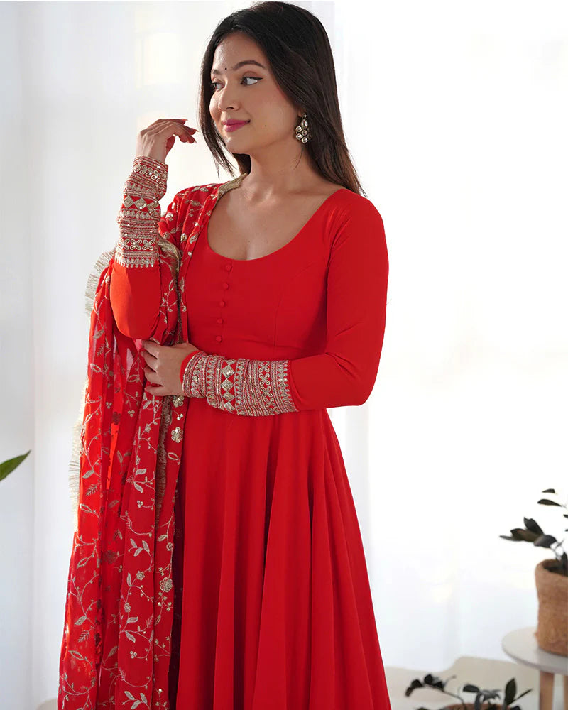 Women Fit & Flare Dress with Dupatta