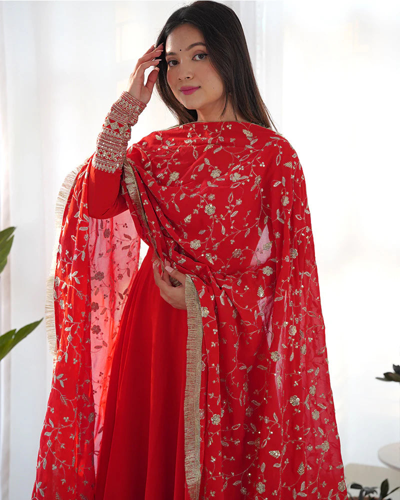 Women Fit & Flare Dress with Dupatta