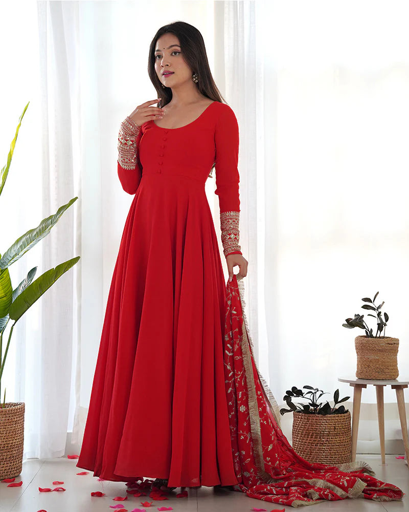 Women Fit & Flare Dress with Dupatta