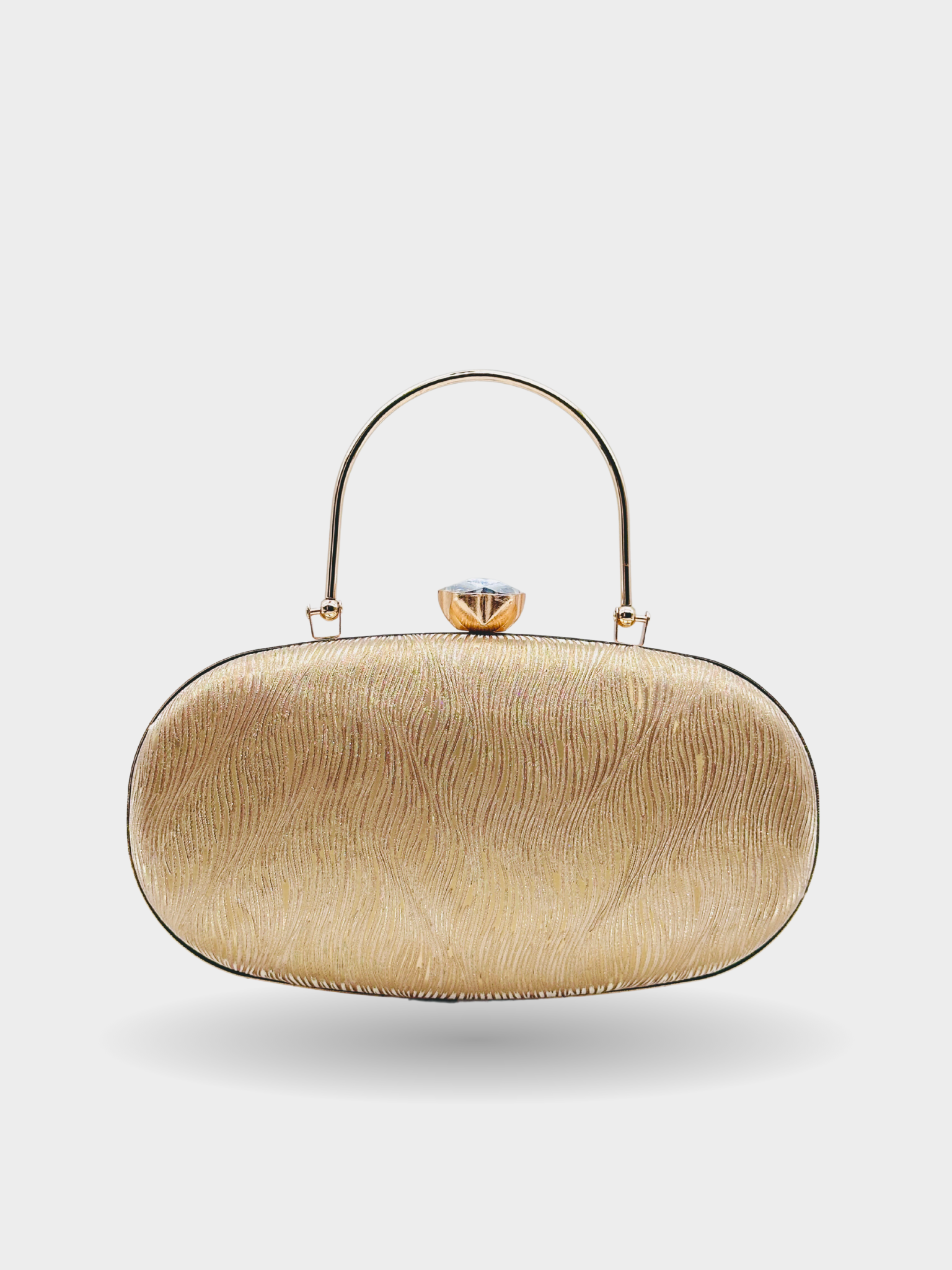 Golden Radiance Textured Oval Evening Clutch