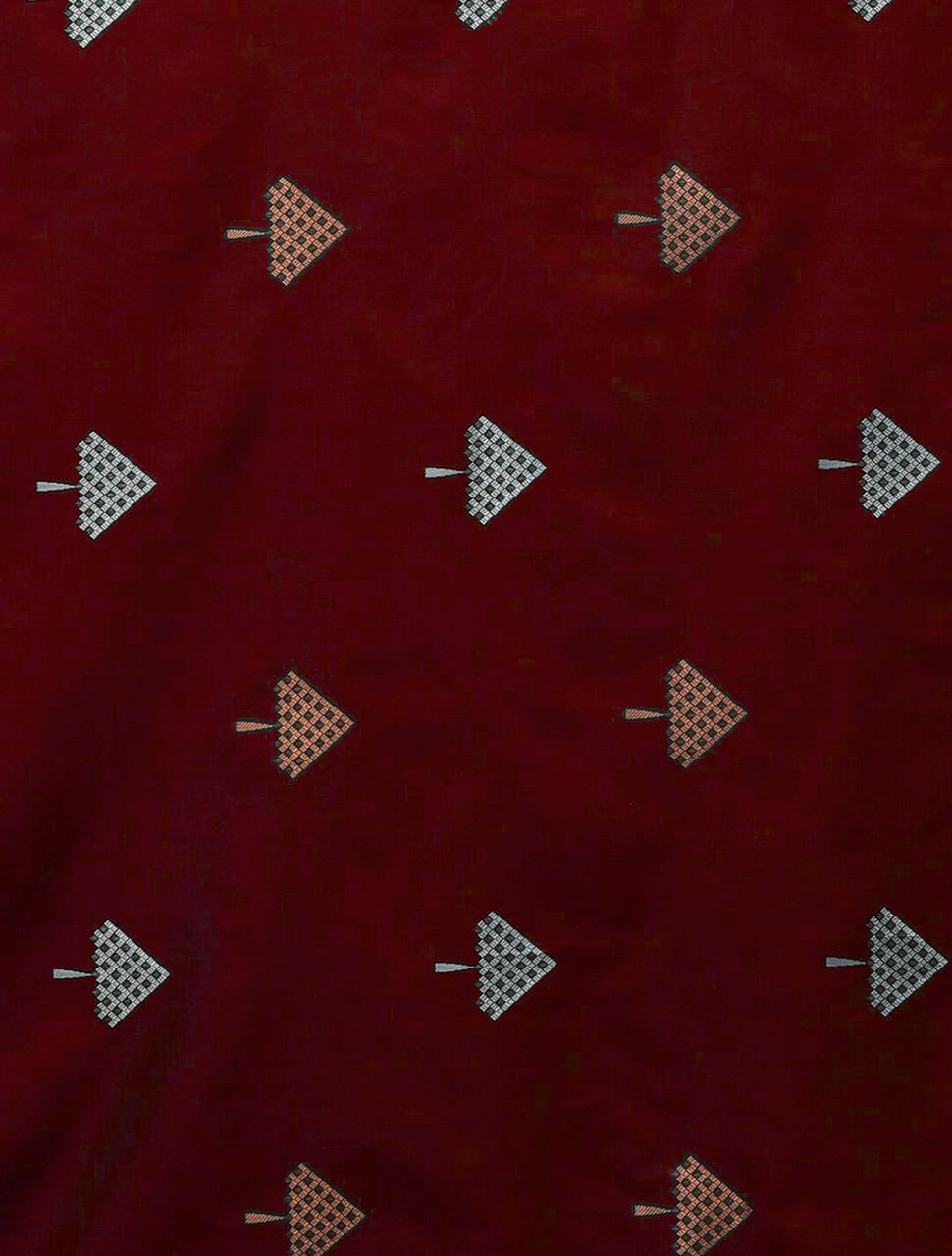 Elegant Maroon Silk Saree with Zari Motifs & Rich Designer Border