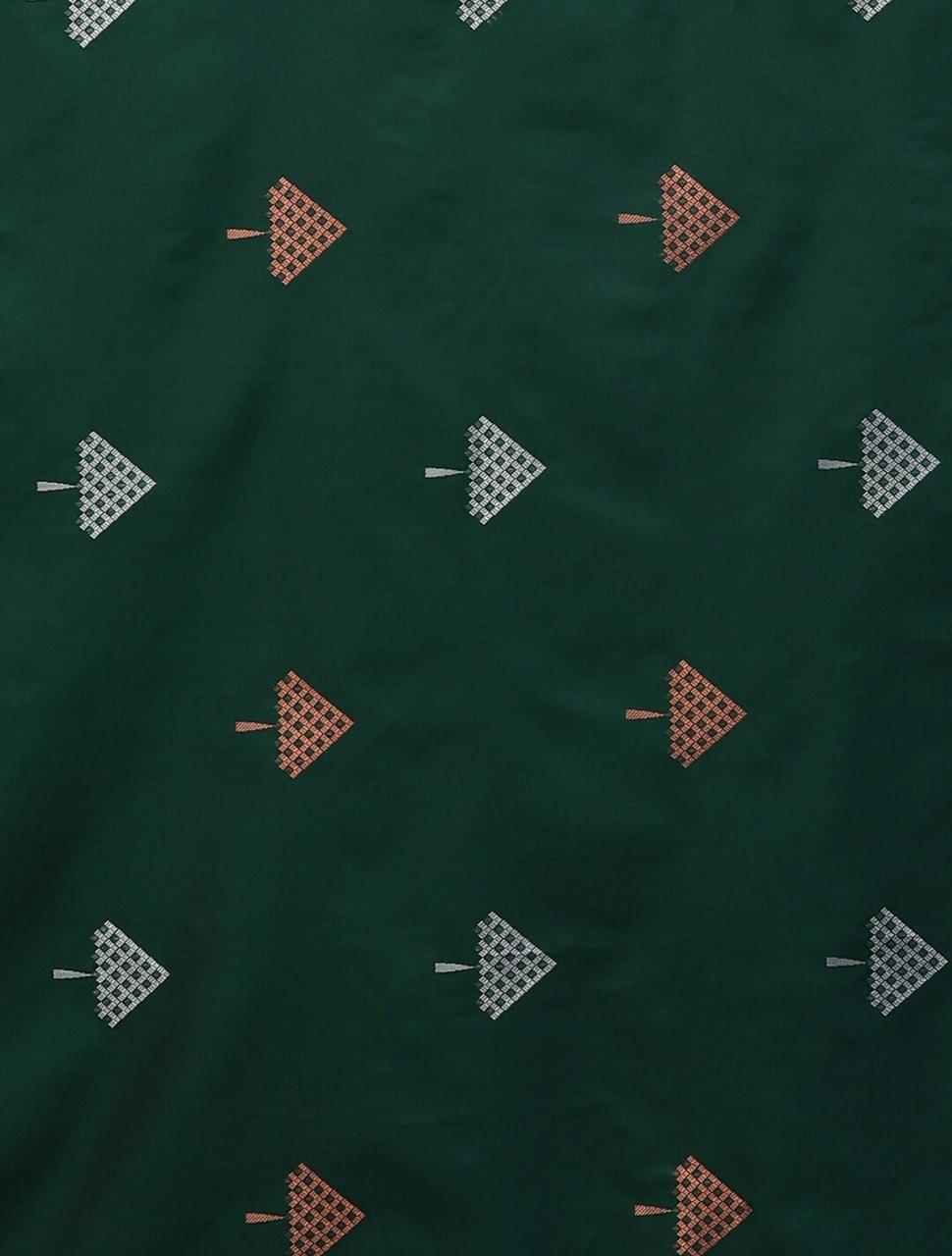 Royal  Bottle Green Saree with Elegant Zari Motifs & Rich Woven Border