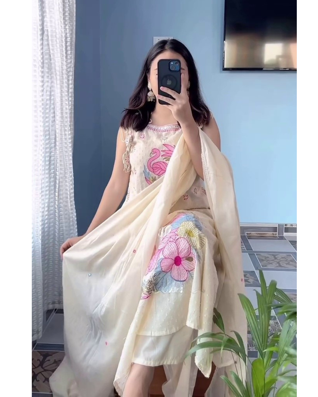 Elegant Floral Printed Premium Straight Kurta Set with Dupatta – Party & Festive Wear