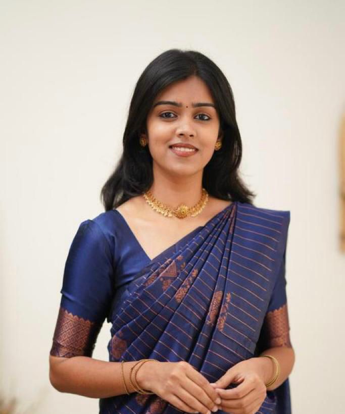 Royal Navy Blue Designer Saree with Copper Woven Pattern