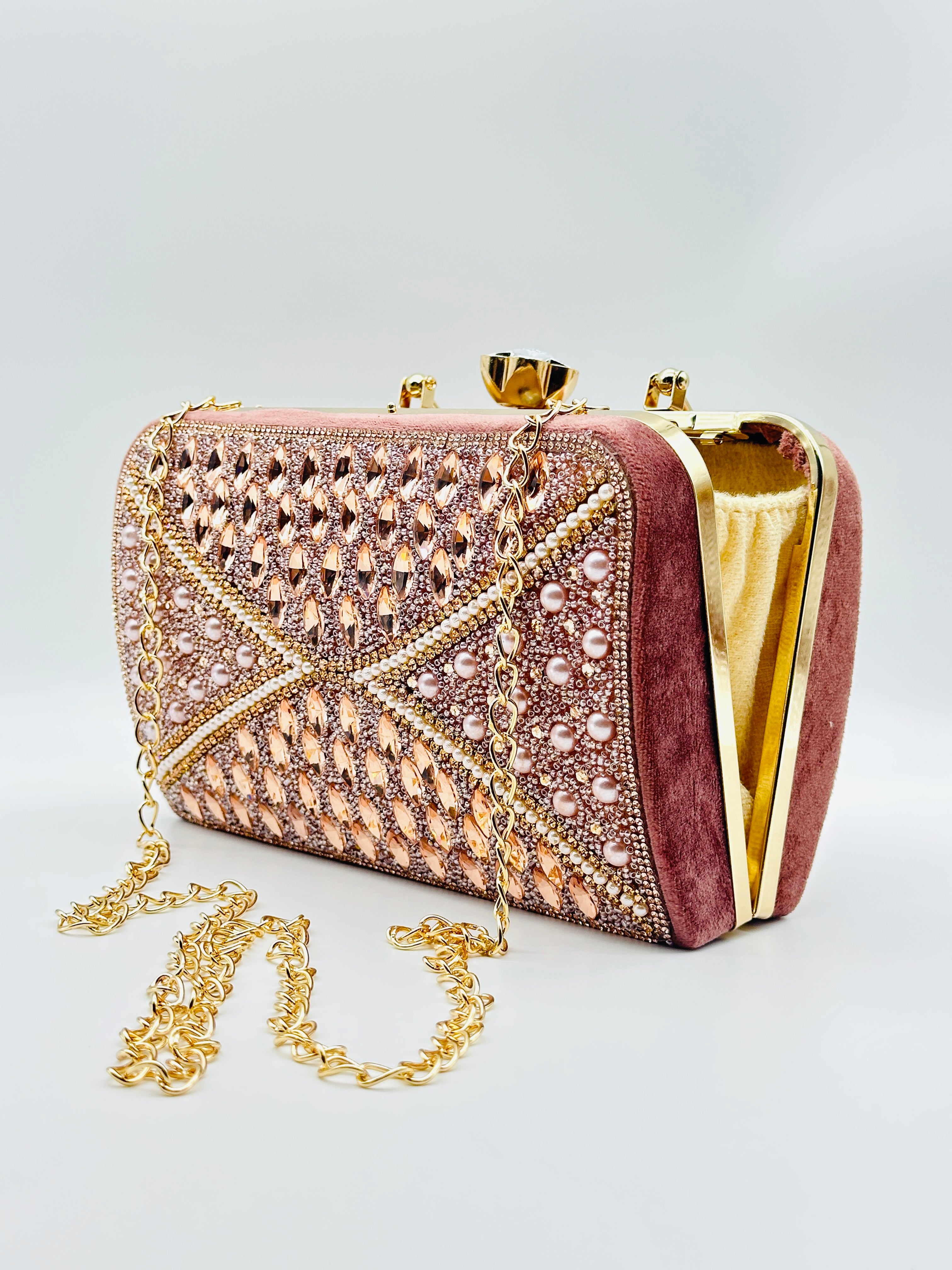 Rose Gold Handcrafted Luxury Crystal Clutch