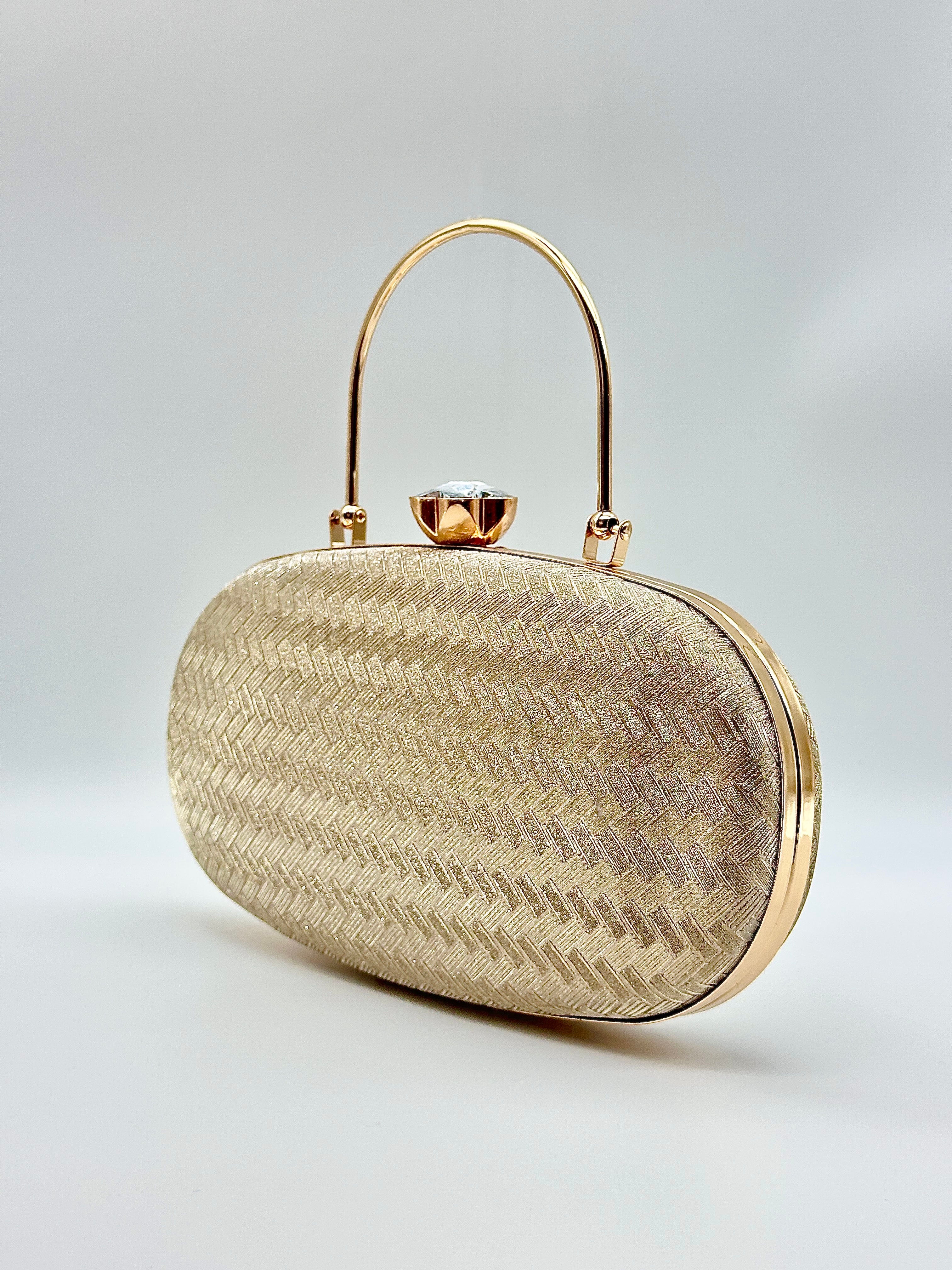 Golden Elegance Luxe Textured Oval Clutch