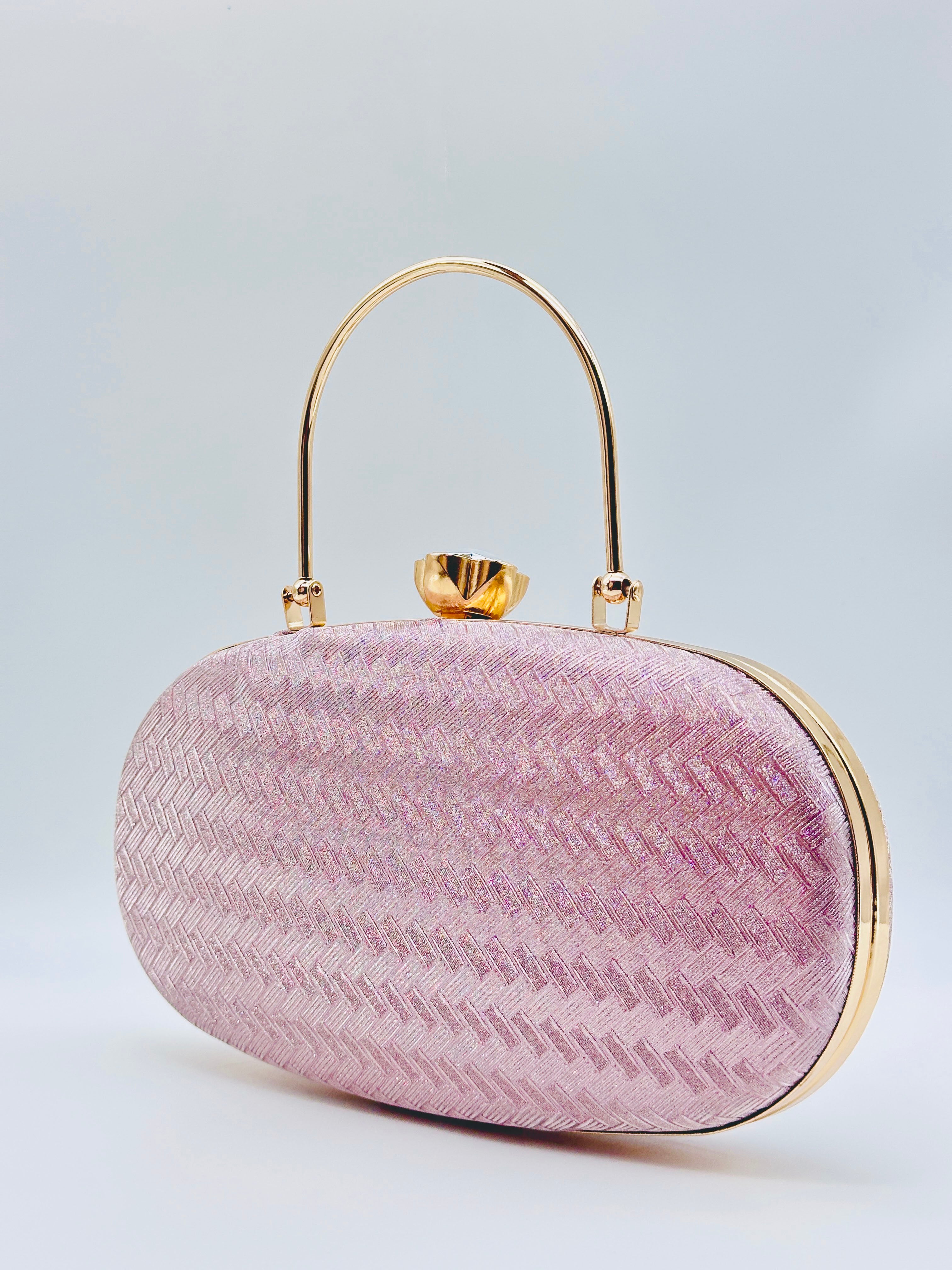 Pink Elegance Luxe Textured Oval Clutch