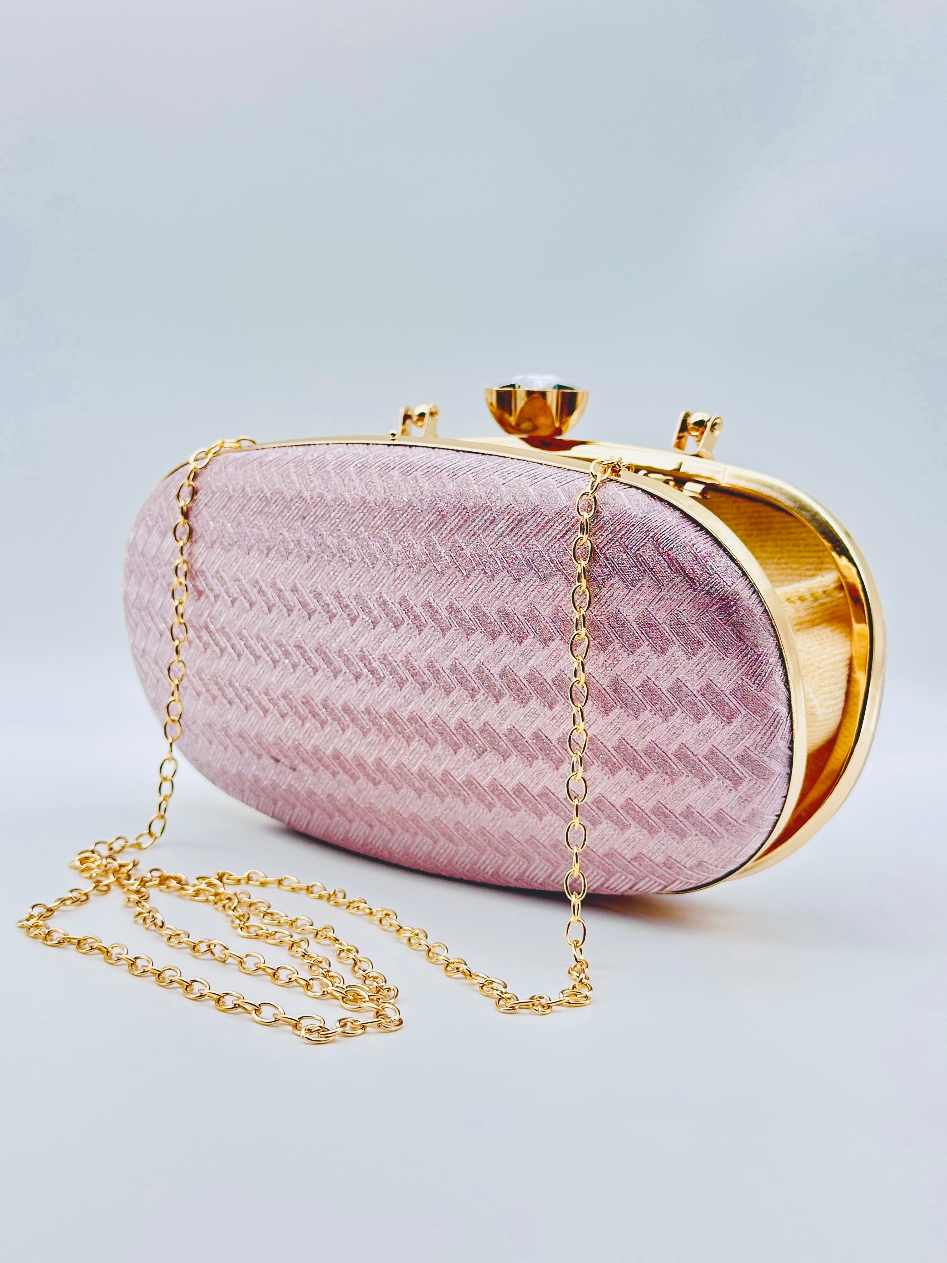 Pink Elegance Luxe Textured Oval Clutch