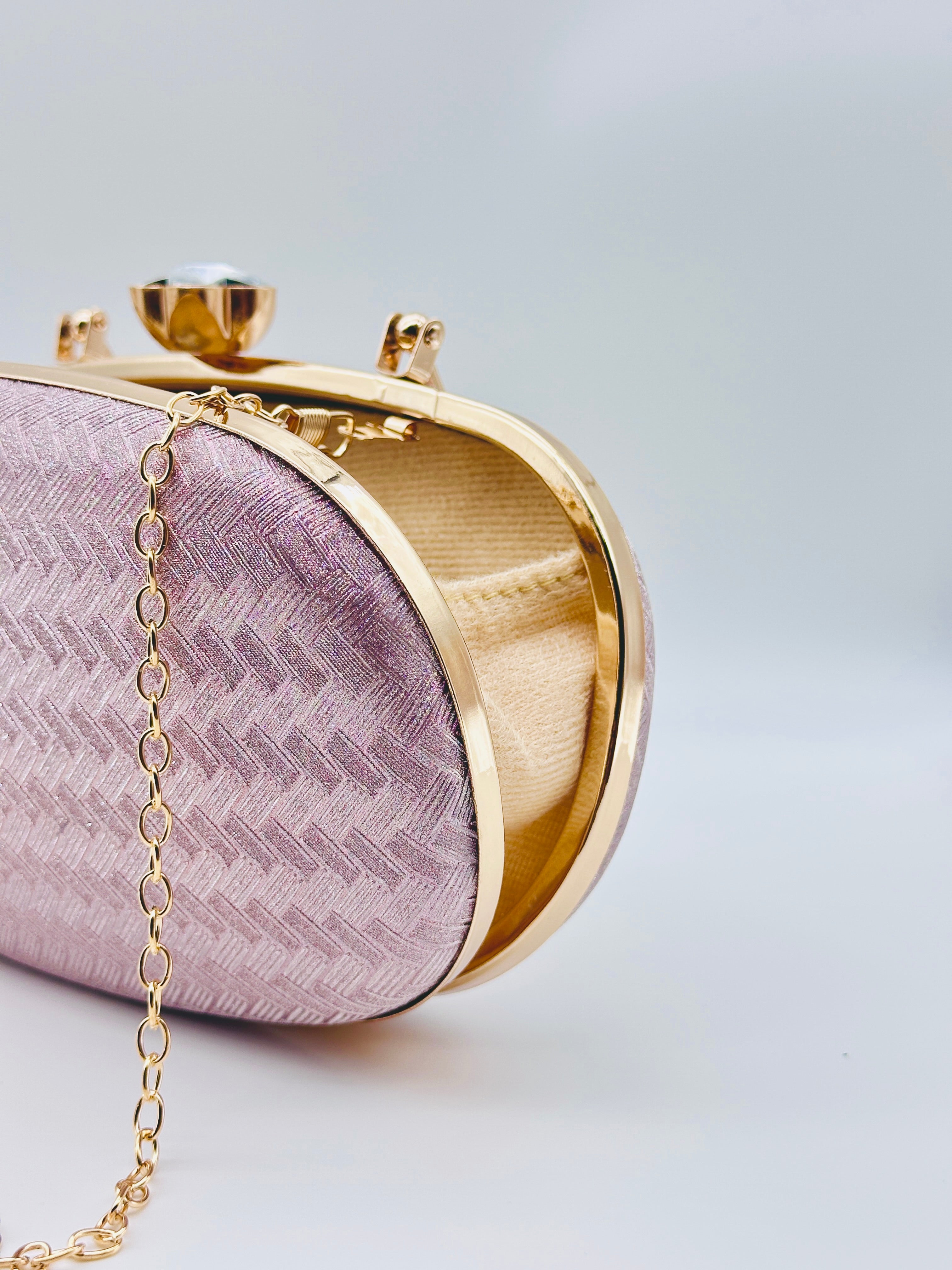 Pink Elegance Luxe Textured Oval Clutch