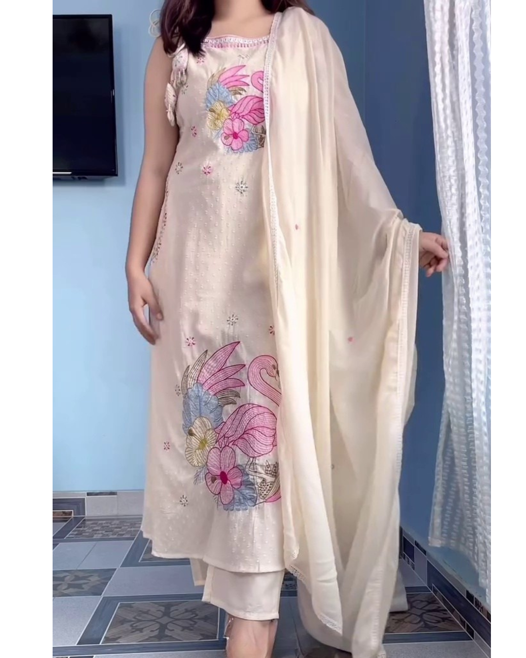 Elegant Floral Printed Premium Straight Kurta Set with Dupatta – Party & Festive Wear