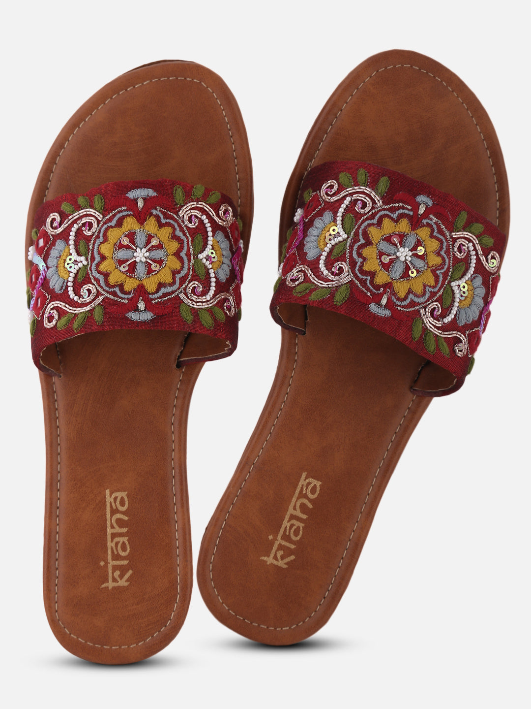 Embroidered Slip-On Flip-Flops