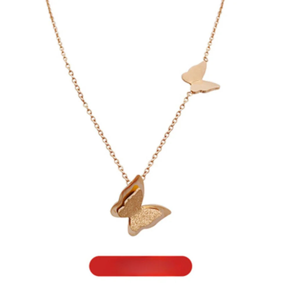 Ella 3D Butterflies Necklace | Butterfly Charms Gold Color Necklace