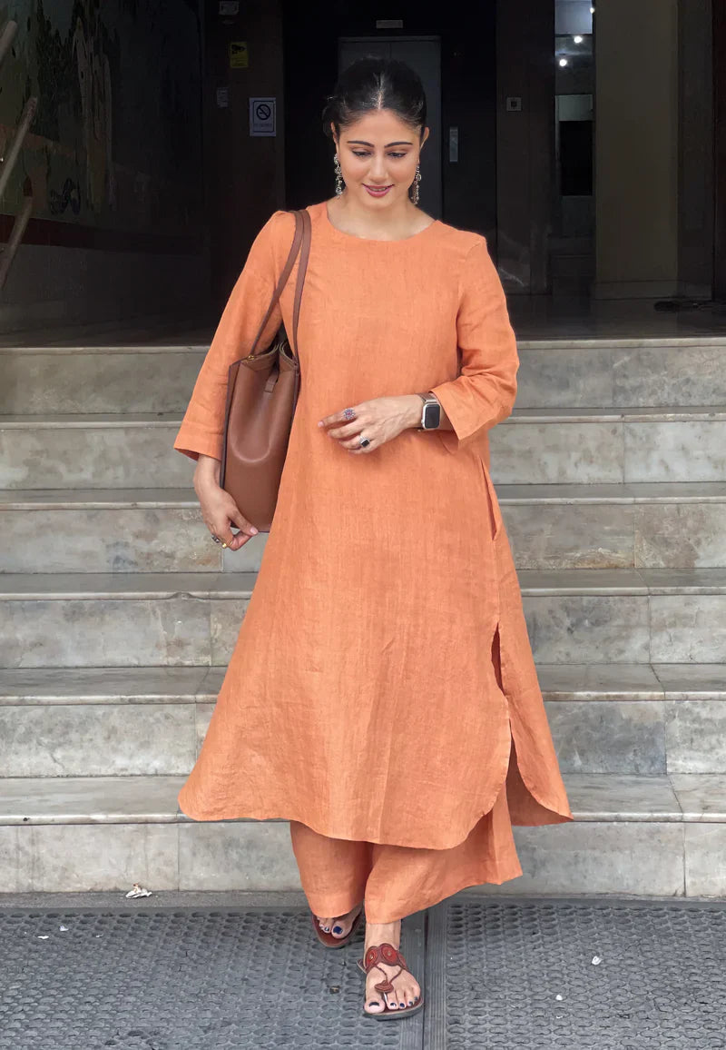 Women's Cotton Kurta pant sets - Orange