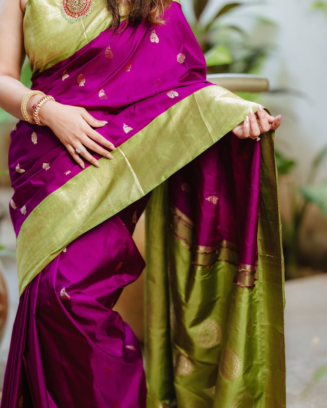 Wedding Rich Pallu Pure Silk Saree With Brocade Blouse