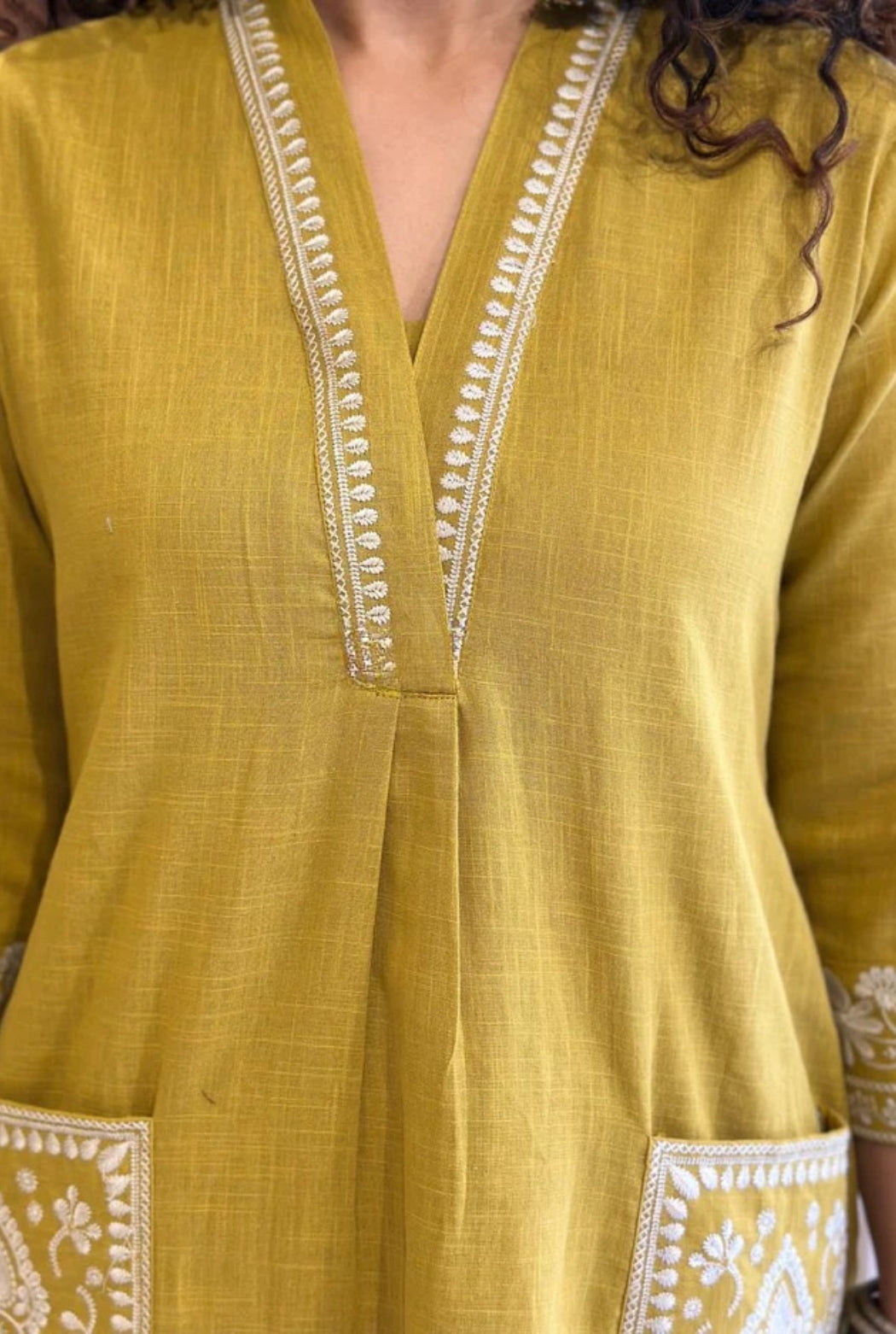 Cotton Embroidered Kurta Set with Straight Pants