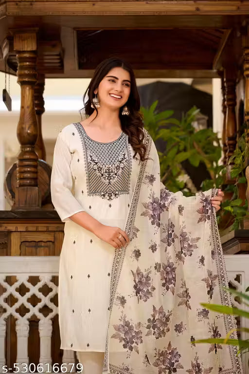 Women’s Embroidered Kurta Set with Dupatta