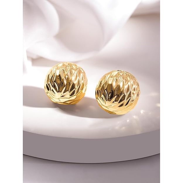 Rubans Gold-Plated Oval Studs Earrings