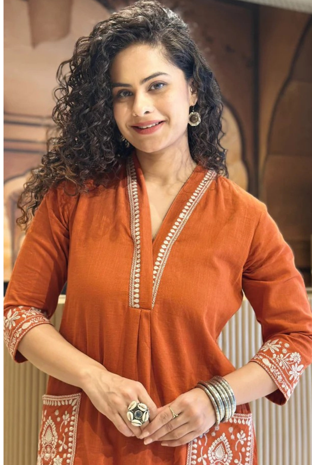 Cotton Embroidered Kurta Set with Straight Pants