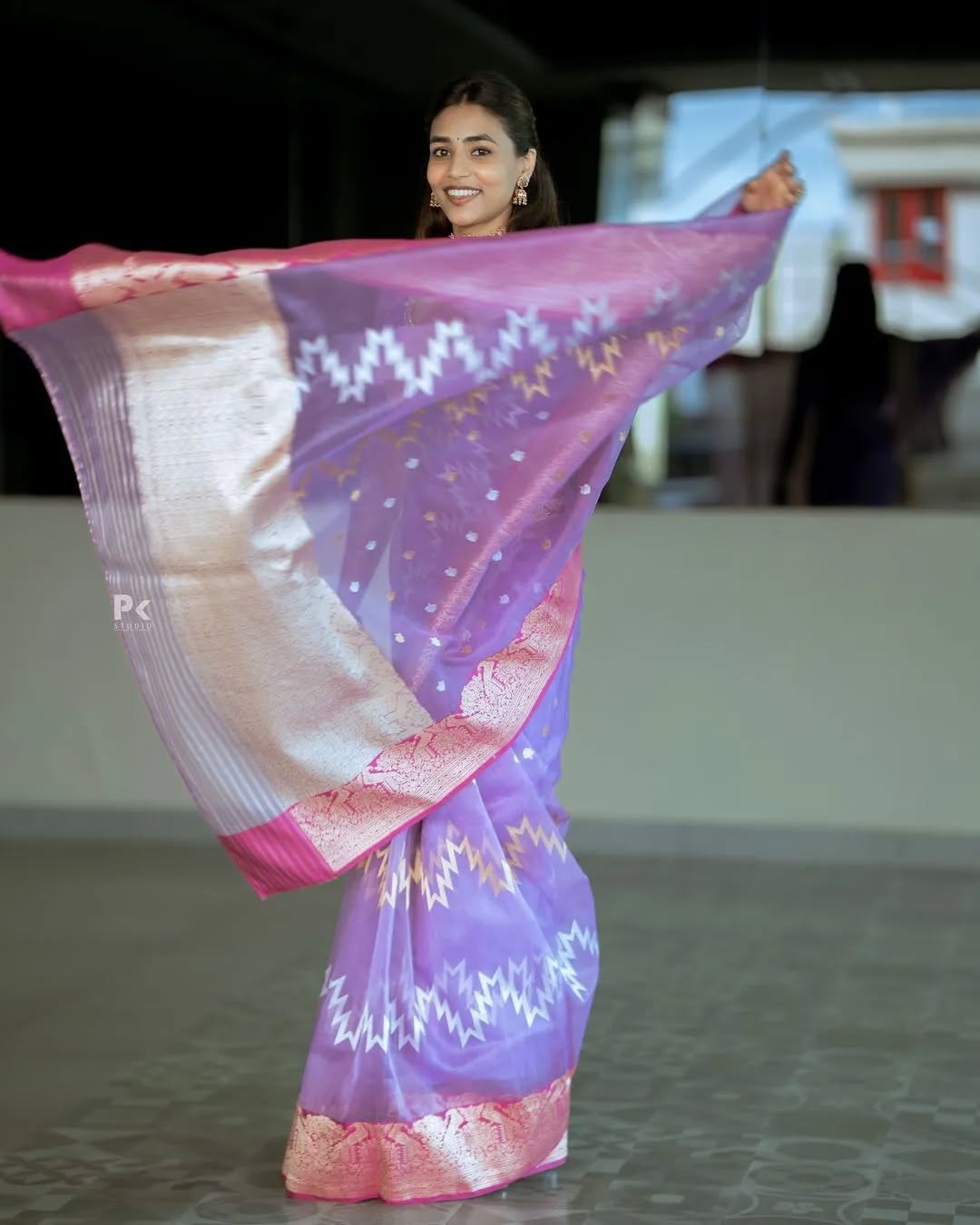 Lavender Banarasi Soft Silk Saree with Rich Zari Border
