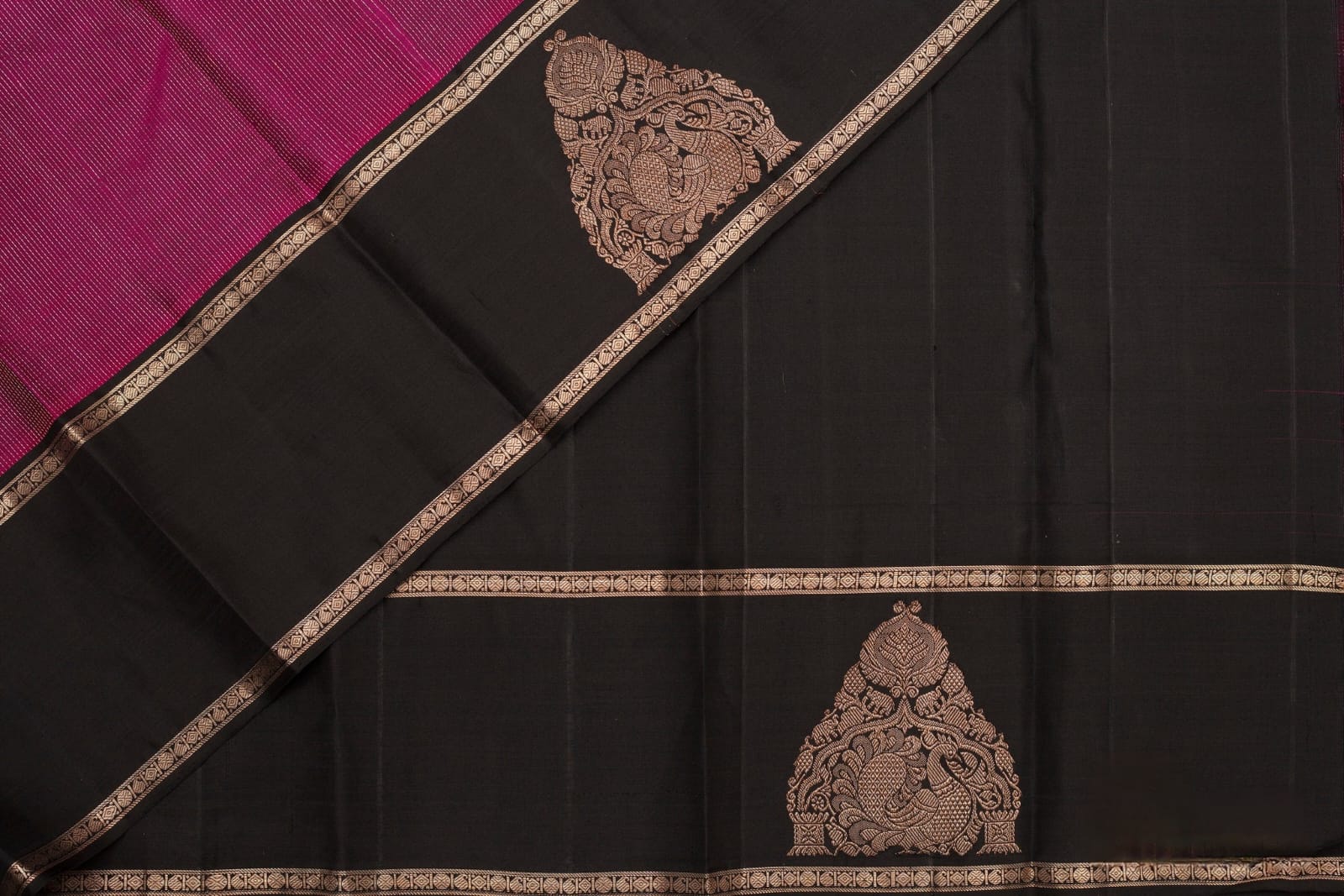 Magenta & Black Banarasi Silk Saree with Rich Zari Border