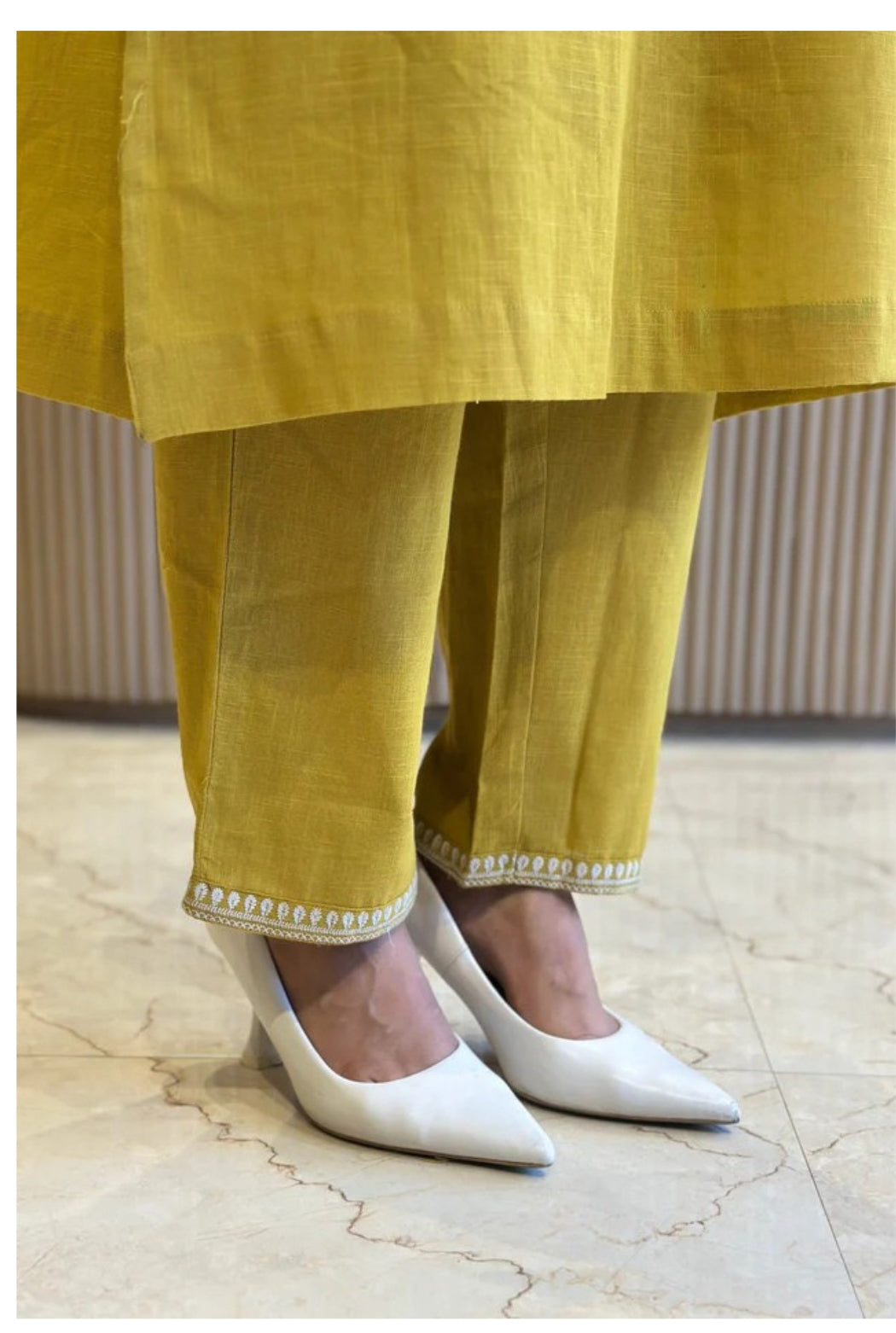 Cotton Embroidered Kurta Set with Straight Pants