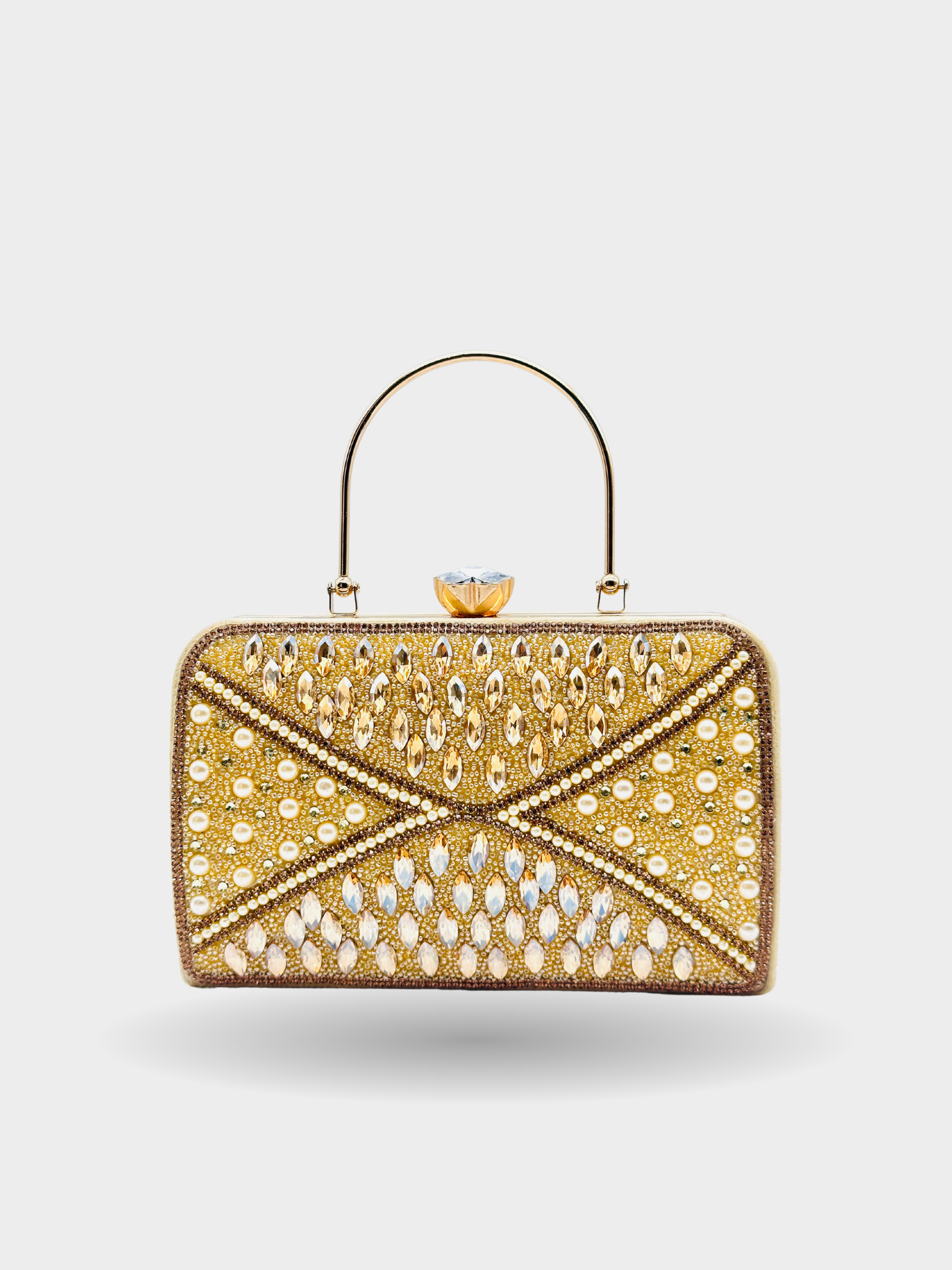 Golden Handcrafted Luxury Crystal Clutch