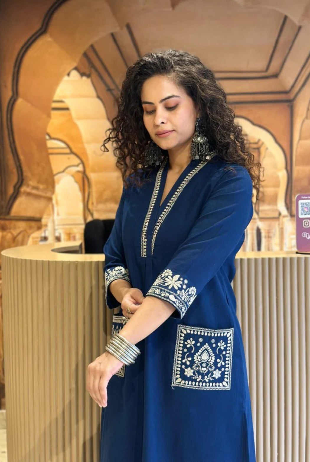 Cotton Embroidered Kurta Set with Straight Pants