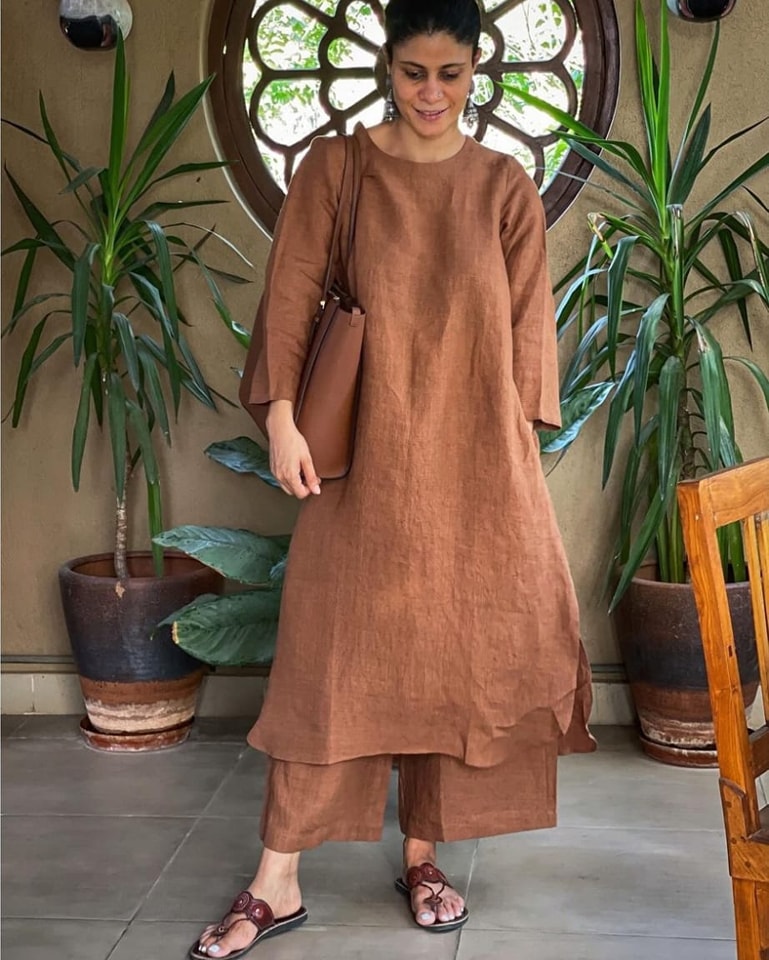 Women's Cotton Kurta pant sets - Brown