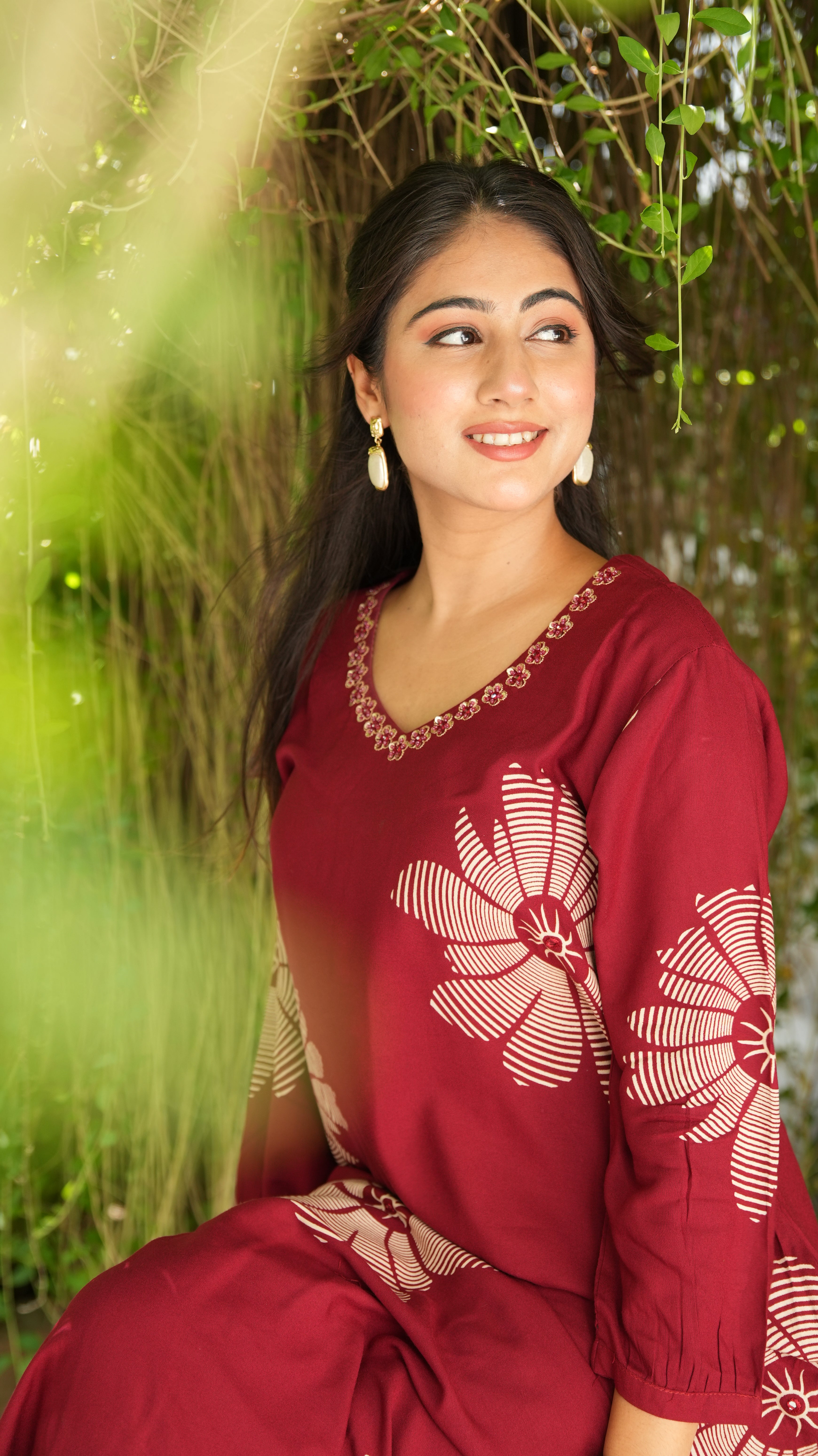 Bloom in Burgundy – Floral Kurta Set