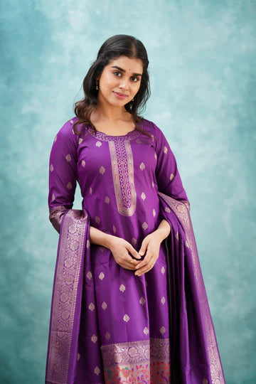 Purple Blended Paithani Silk Salwar