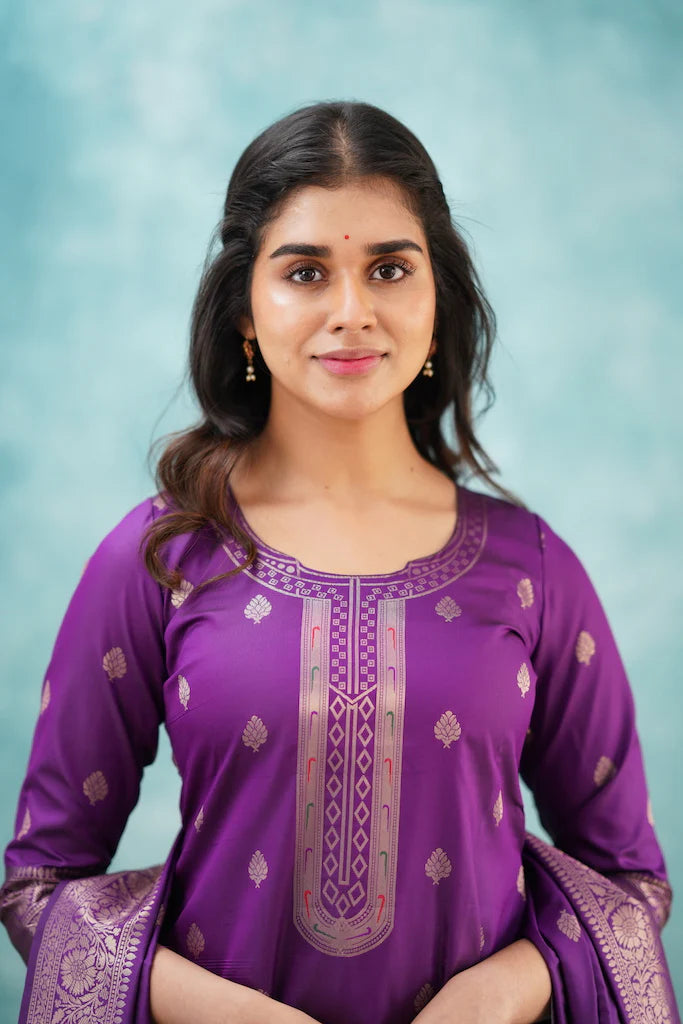 Purple Blended Paithani Silk Salwar