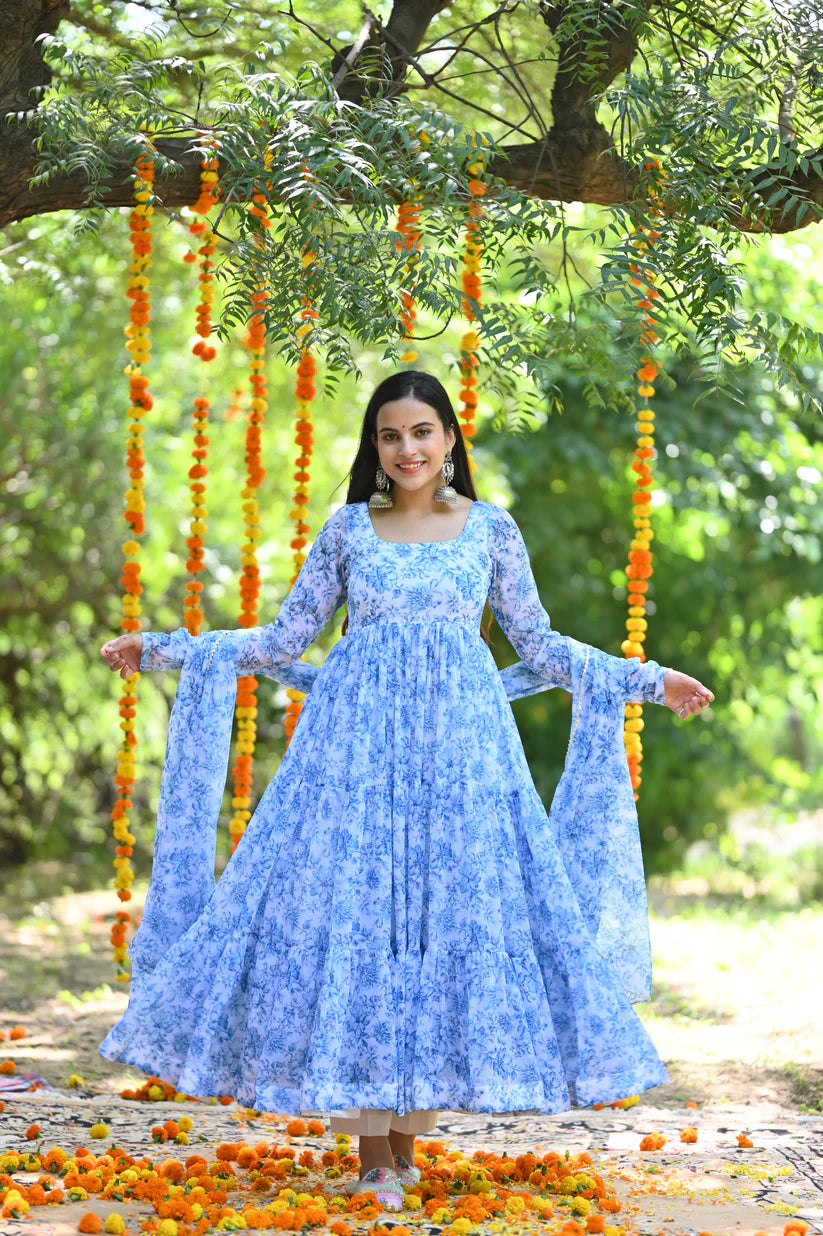 Blue Orchid Anarkali